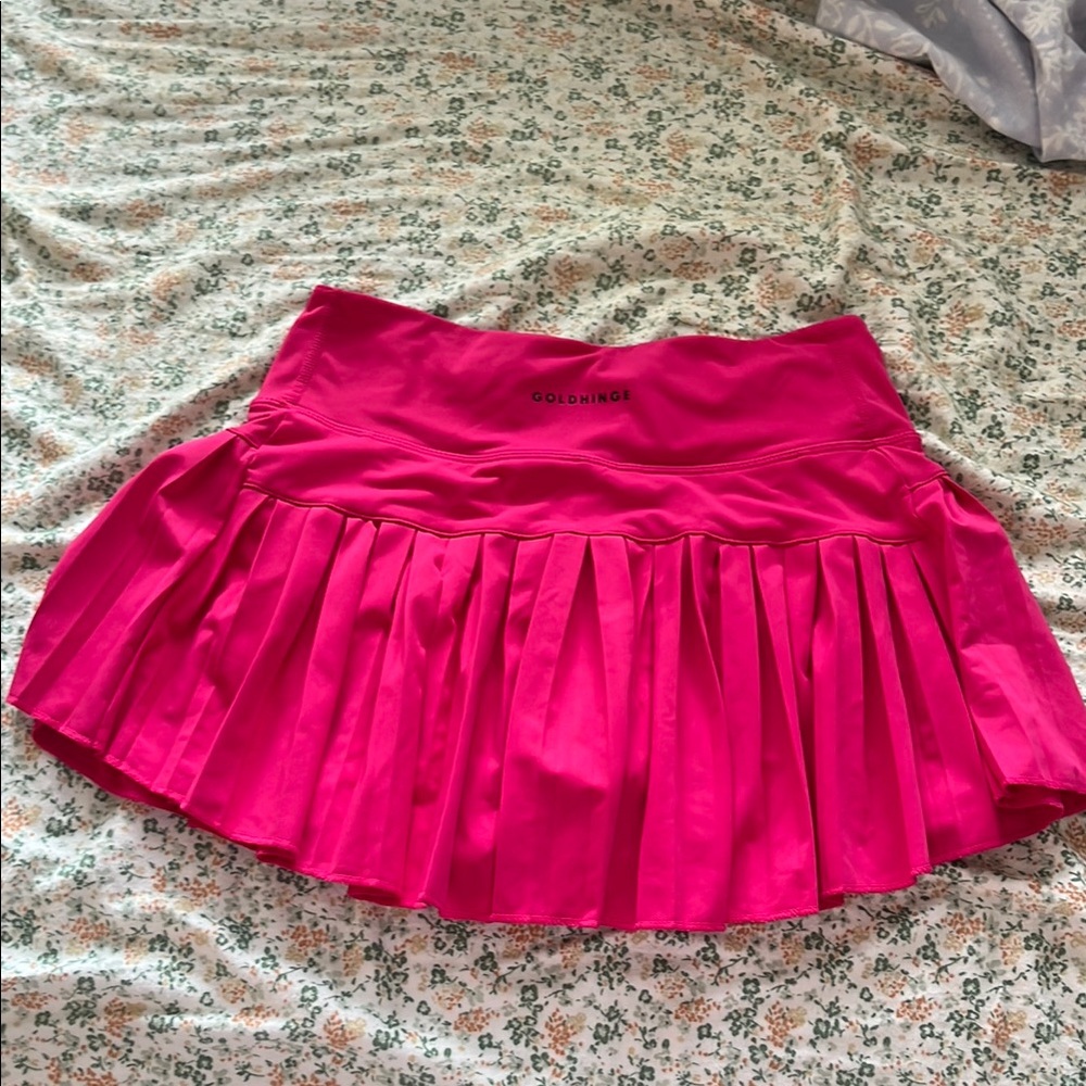 Gold Hinge Hot Pink Pleated Tennis Mini Skirt